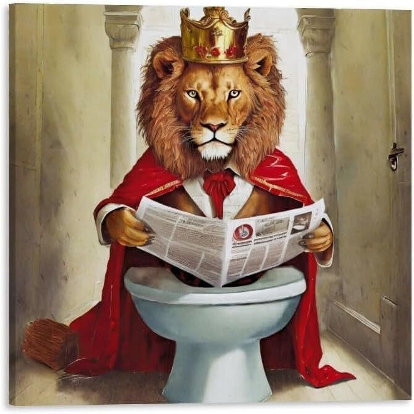 dashuaibi-Square Canvas Bathroom Decor Lion Wall Decor Poster Animals ...