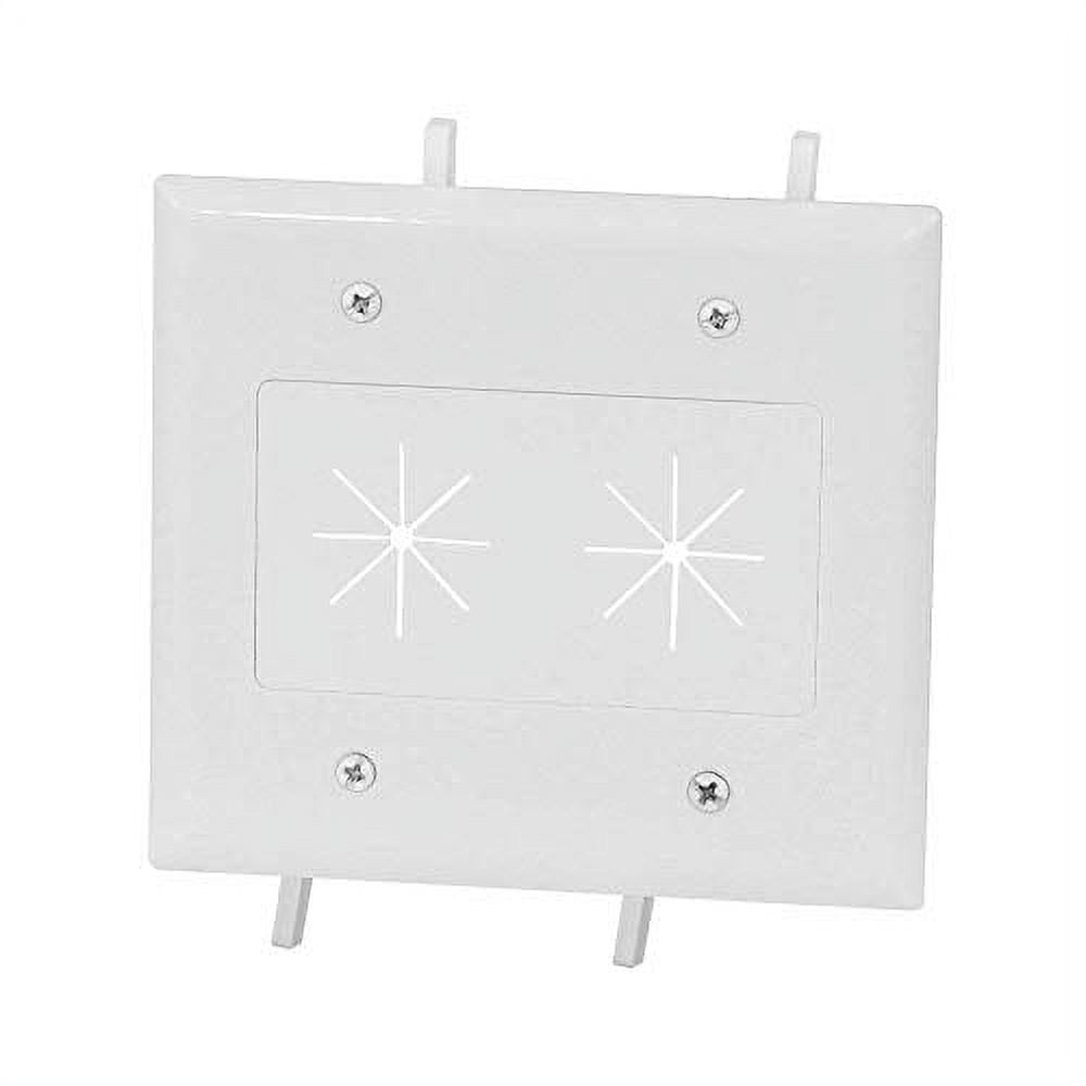 White ABS Plastic 2-Gang Cable Plate with Flexible Opening