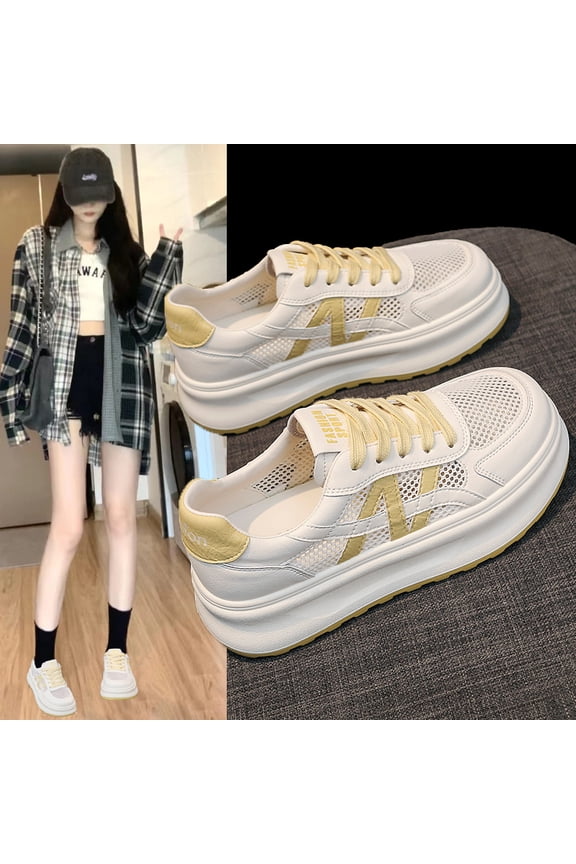 All day comfy casual sneakers, ladies thick sole walking shoes with breathable surface, wear-resistant non-slip design, lightweight support for long time outdoor daily wearing