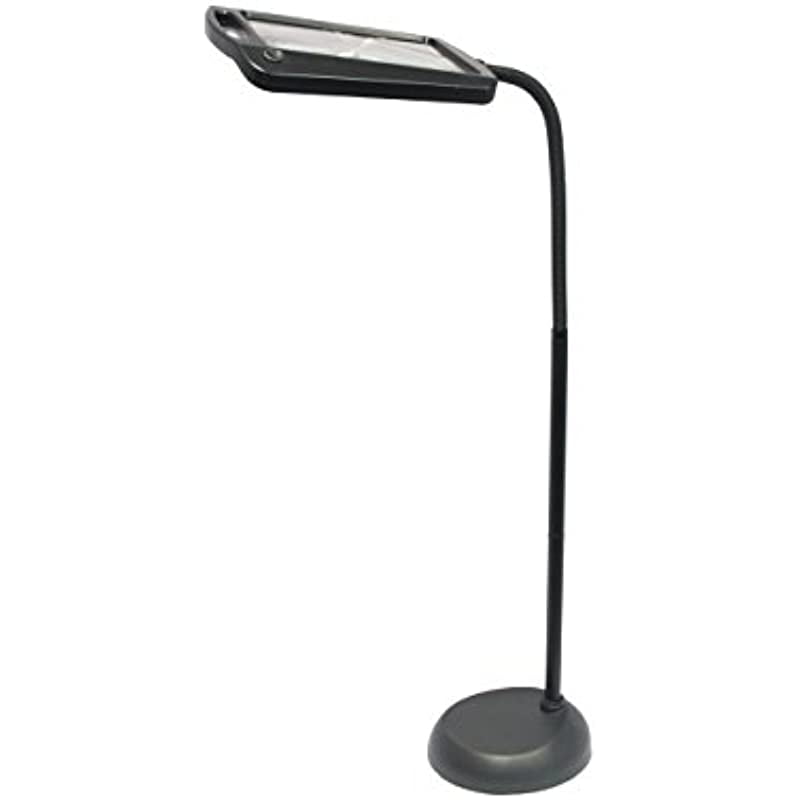 Adjustable Black LED Magnifier Floor Lamp with Swing Arm