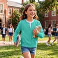 thumbnail image 1 of dazeni 1-11 T Girl School Uniforms Cardigan Lightweight Button Down Open Front Sweater Tops Ribbed Knit Long Sleeve Cardigans for Dress, 1 of 8