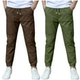 thumbnail image 1 of dazeni 2 Pack Boys Jogger Pants Lightweight Slim Fit Drawstring Sweatpants Comfy Active Sweat Panst with Pockets 3-13 Years, 1 of 9