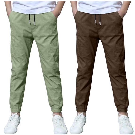 dazeni 2 Pack Boys Jogger Pants Lightweight Slim Fit Drawstring Sweatpants Comfy Active Sweat Panst with Pockets 3-13 Years