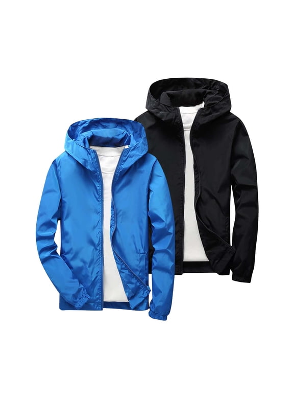 2 Pack Teen Boys Girls Lightweight Waterproof Rain Jacket Winderbreaker Soft Shell Jackets Casual Windproof Zip Up Jackets with Hood for Hiking Running Outwear Silver 7-8Years