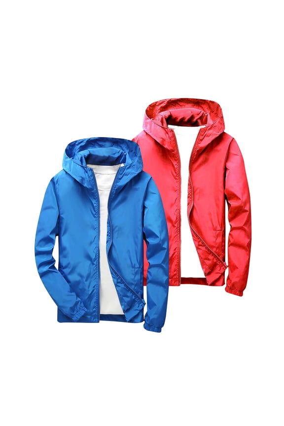 2 Pack Teen Boys Girls Lightweight Waterproof Rain Jacket Winderbreaker Soft Shell Jackets Casual Windproof Zip Up Jackets with Hood for Hiking Running Outwear Clear 5-6Years