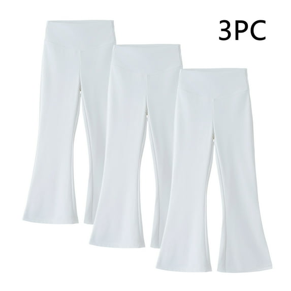dazeni 3 Pack Girls Flare Leggings High Waiste Yoga Pants Leggings for Girls Soft Athletic Dance Tights Active Running Workout Pants White 6 Years