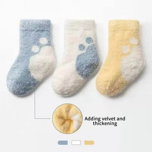 dazeni 3 Pack Toddler Fuzzy Socks Baby Soft Sleep Socks for Kids Winter Socks Comfy Fluffy Socks for Girls Christmas Socks