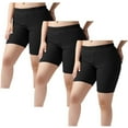 thumbnail image 1 of dazeni 3 Pack Women's Plus Size Short Leggings Soft Basic Mid Thigh Shorts Leggings High Waisted Tummy Control Yoga Pants, 1 of 7