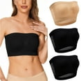 thumbnail image 1 of dazeni 3Packs Women's Seamless Bandeau Bras Strapless No Underwire Bralette Breathable Crop Tube Top Bra Basic Color, 1 of 8