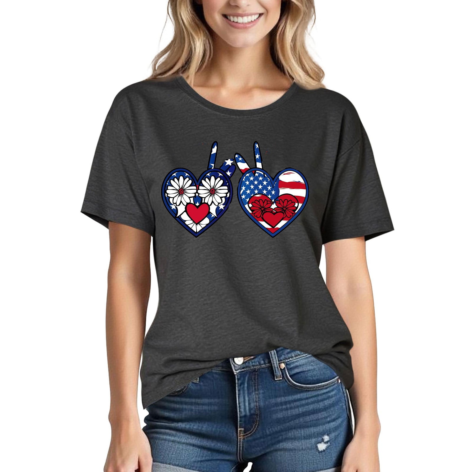 WDIRARA Women's Letter Graphic Tee – Casual Short Sleeve Crewneck T-Shirt