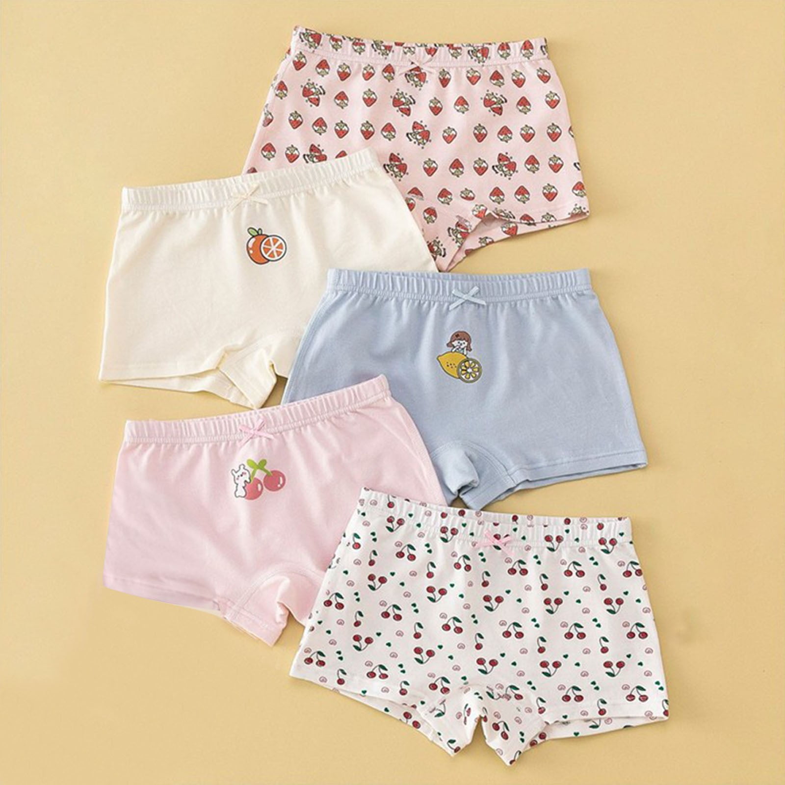 Fairyrainlittle Girls Kids 4 Pcs Cute Rabbit Boyshort Underwear Boxers Briefs Panties