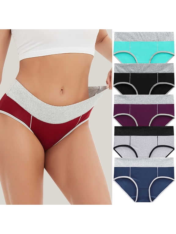 5 Pack Plus Size Seamless Underwear for Women Lift Up Panties Soft Breathable Cotton Briefs High Waisted Bikini Panties 3X-Large