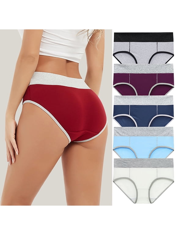 5 Pack Plus Size Seamless Underwear for Women Lift Up Panties Soft Breathable Cotton Briefs High Waisted Bikini Panties 3X-Large