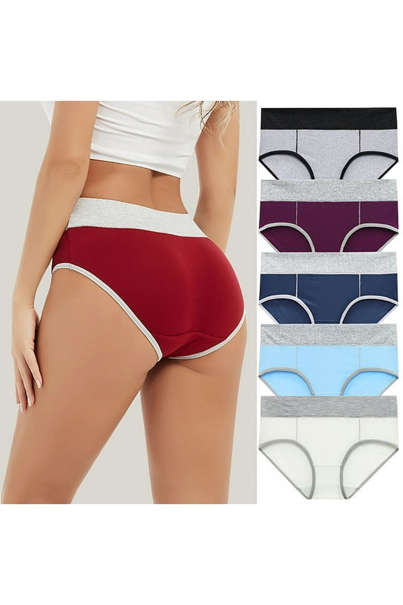5 Pack Plus Size Seamless Underwear for Women Lift Up Panties Soft Breathable Cotton Briefs High Waisted Bikini Panties 5X-Large