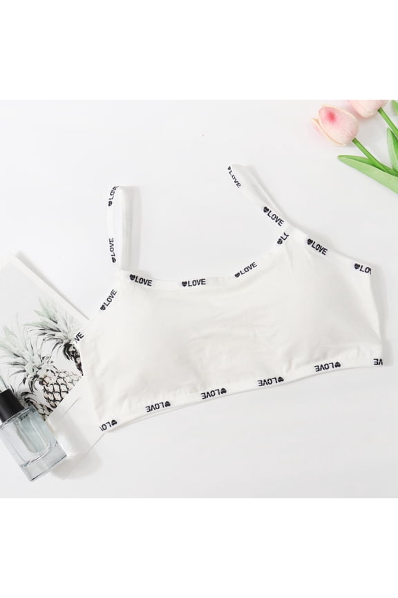 Basic Crop Taining Bras for Girls Breathable First Bras Sleevelee Spaghetti Strap Casual Crop Cami Tank Top Padding Wireless Sport Bras for Teen Girls