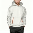 thumbnail image 1 of dazeni Big Boys Fashion Novelty Hoodies Solid Thick Fleece Lined Hoodie Loose Casual Long Sleeve Pullover Sweatshirts with Pocket Winter Warm Clothes White 8-9Years, 1 of 1