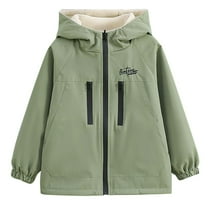 dazeni Big Boys Girls Waterproof Coat Kids Full Zip Rain Jacket Warm Polar Fleece Lined Winter Reversible Jacket with Hood