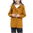 thumbnail image 1 of dazeni Big Girls Lightwieght Fall Winter Jackets Striped Lined Waterproof Rain Jacket Mid Length Windbreaker Full Zip Raincoat with Hood Orange 15 Years, 1 of 8