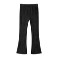 thumbnail image 1 of dazeni Big Girls Ribbed Knit Leggings Soft Stretchy High Waist Flare Leggings Lightweight Solid Casual Bell Bottom Pants Black 7-8 Years, 1 of 6