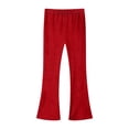 thumbnail image 1 of dazeni Big Girls Ribbed Knit Leggings Soft Stretchy High Waist Flare Leggings Lightweight Solid Casual Bell Bottom Pants Red 13-14 Years, 1 of 6