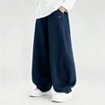 thumbnail image 1 of dazeni Boy's Baggy Sweatpanst Comfy Elastic Waist Casual Loose Sweatpants Wide Leg Parachute Track Pant with Pockets Navy, 1 of 6