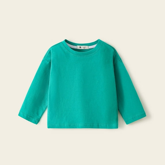 dazeni Boys Girls 1-9 Years Long Sleeve Tops Solid Casual Baisc Crewneck Bouse Lightweight Spring Fall Layer Shirts