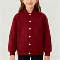 thumbnail image 1 of dazeni Boys Girls Varsity Jacket Solid Clole Crewneck Baseball Jacket Casual Button Down Bomber Coat School Uniform with Pockets, 1 of 7