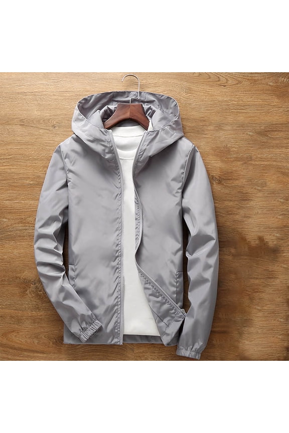 Boys Lightweight Waterproof Rain Jacket Solid Winderbreaker Soft Shell Jackets Casual Windproof Zip Up Jackets with Hood for Hiking Running Outwear