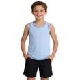thumbnail image 1 of dazeni Boys Quick Dry Athletic Tank Tops Summer Sleeveless Workout Yoga T Shirt Lightweight Crewneck Basic Tees Activewear Blue 11 Years, 1 of 9
