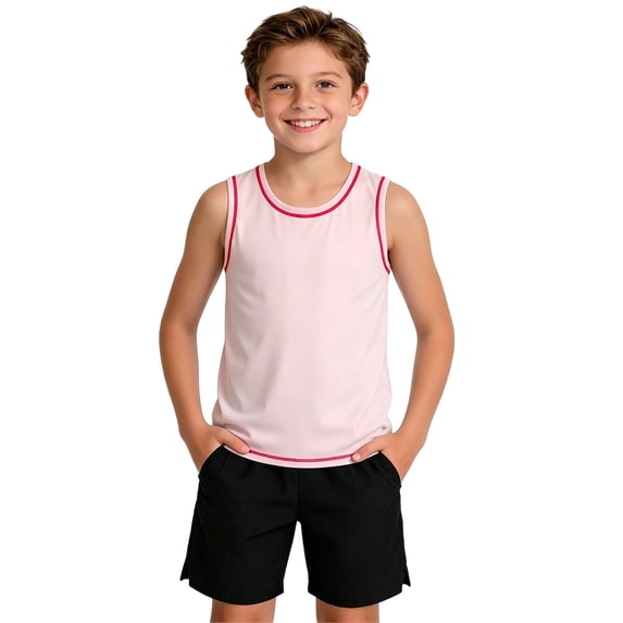 dazeni Boys Quick Dry Athletic Tank Tops Summer Sleeveless Workout Yoga T Shirt Lightweight Crewneck Basic Tees Activewear Pink 13 Years