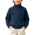 thumbnail image 1 of dazeni Boys School Uniform Jacket Ribbed Cuff Zip up Sweater Jackets Kids Stand Collar Kintted Long Sleeve Open Front Cardigan Tops Navy 4-5 Years, 1 of 9