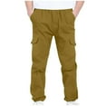 thumbnail image 1 of dazeni Boys School Uniform Pants Casual Cargo Jogger Pants Solid Color High Waisted Elastic Bottom Pants with Pockets Khaki, 1 of 8