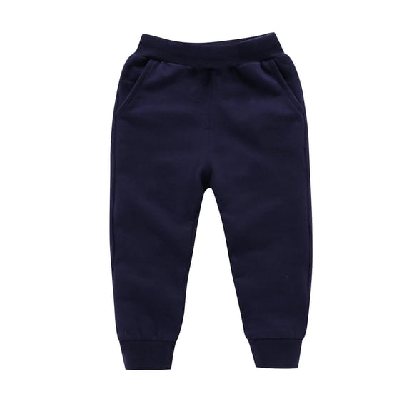 dazeni Boys' Sweatpants Soft Cotton Jogger Pants Solid Elastic Waist Active Sweatpants for Kids School Sports Navy Size 1 Years