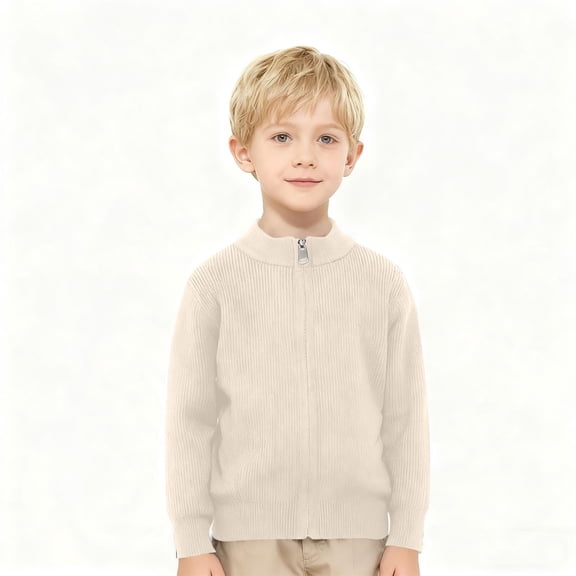 dazeni Boys Zip up Cardigan Jackets Lightweight Solid Long Sleeve Shirts Coat Trendy Spring Fall Sweater Outwear