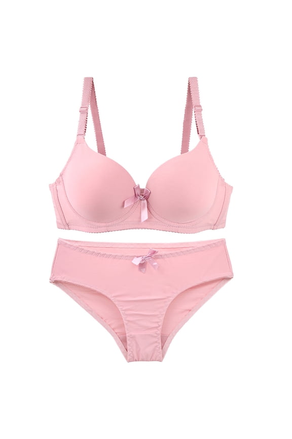 Bra and Panty Sets for Women Seamless Bralettes and Mid Waisted Thong Sets Comfortable Solid Sports V Neck Bras and Panty Thongs Sets