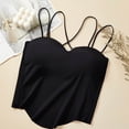 thumbnail image 1 of dazeni Bulit in Bra Tank Tops for Women Double Lined Padded Cami Scoop Neck Spaghetti Straps Basic Undershirts Black Free Size, 1 of 5