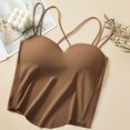 thumbnail image 1 of dazeni Bulit in Bra Tank Tops for Women Double Lined Padded Cami Scoop Neck Spaghetti Straps Basic Undershirts Coffee Free Size, 1 of 8