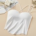 thumbnail image 1 of dazeni Bulit in Bra Tank Tops for Women Double Lined Padded Cami Scoop Neck Spaghetti Straps Basic Undershirts White Free Size, 1 of 5