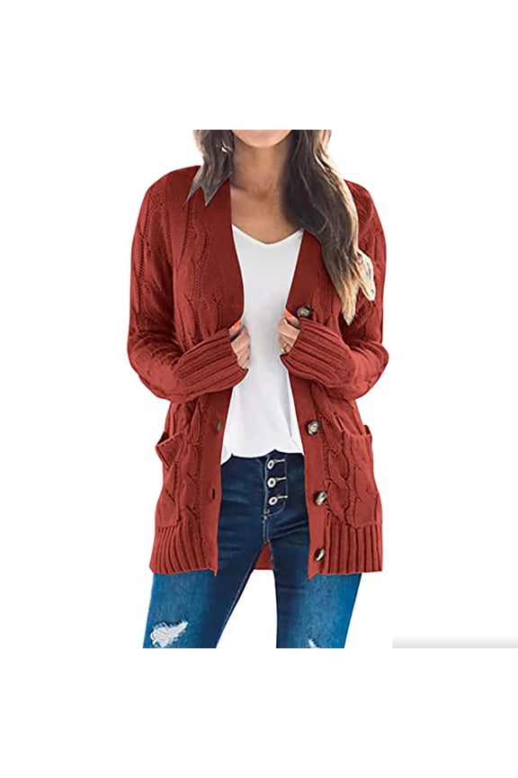 Cardigan Sweaters for Women Cotton Button Down Long Sleeve Knit Cardigans Lightweight Open Front Jackets with Pockets