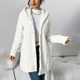 thumbnail image 1 of dazeni Cardigan Sweaters for Women Fuzzy Fleece Open Front Cardigan Jacket with Hood Fashion Texture Winter Warm Button Dowm Coat Outwear White M, 1 of 5