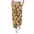 thumbnail image 1 of dazeni Cinch Sweatpants for KidsLoose Casual Camo Fleece Drawstring Joggers Elastic Waisted Athletic Pants with Pockets for Teen Khaki, 1 of 6