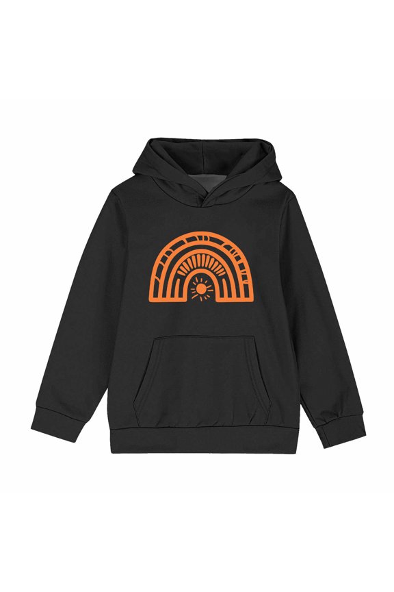 Cute Graphic Back to School Hoodies for Girls and Boys Fleece Long Sleeve Hooded Sweatshirts Casual Comfy Pullover Tops with PocketY2K Vintage Orange Day Clothes 4-14 Years