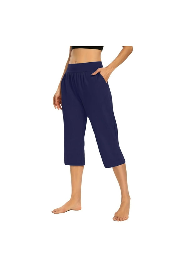 Dressy Capri Pants for Women High Waist Stretch Golf Capris Pants with Pockets Work Casual Cropped Trousers