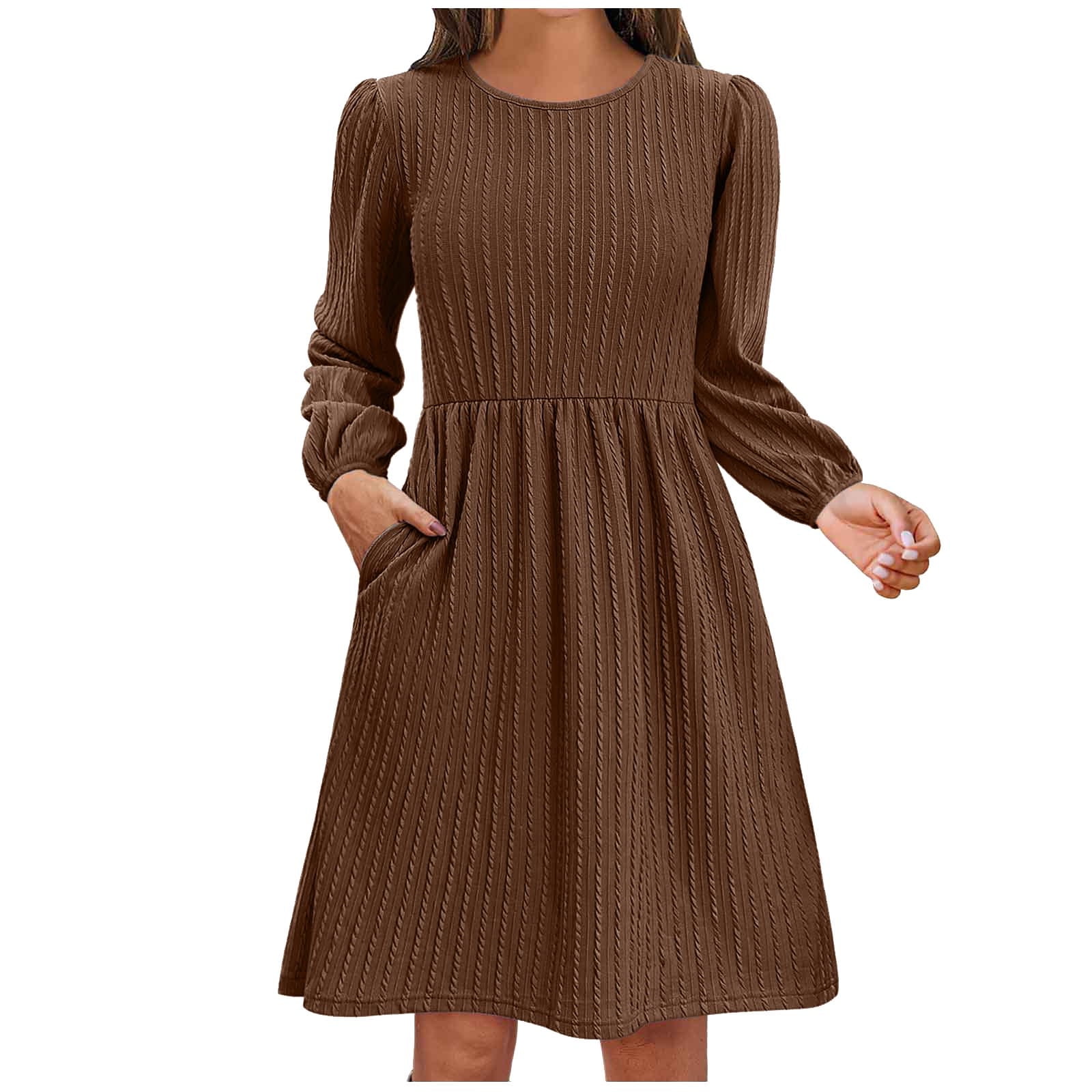 brown tunic sweater dress Chunky Knit Crewneck Tunic Sweater Dress  Two Sisters Boutique