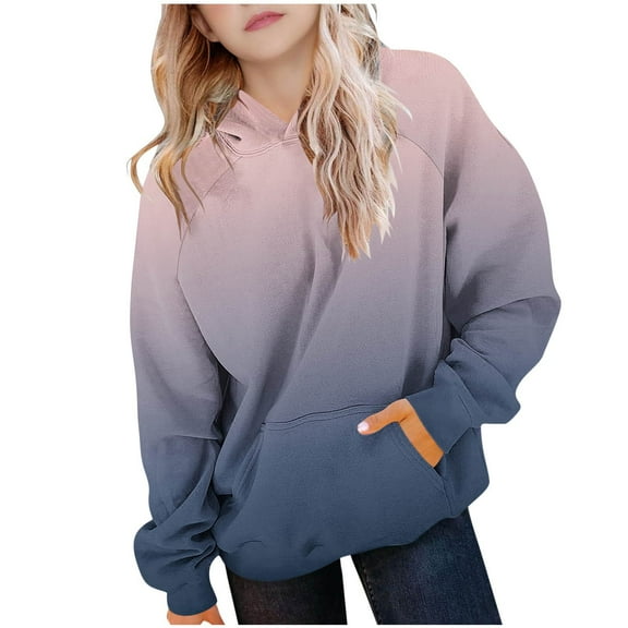 dazeni Fall Winter Hoodies for Teen Girls Cute Trendy Youth Long Sleeve Pullover Sweatshirt Oversized Hooded Sweatshirts Tween Trendy Preppy Clothes Navy