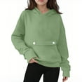 thumbnail image 1 of dazeni Fleece Hoodies for Girls Size 4-16 Comfortable Long Sleeve Hooded Sweatshirts with Kanga Pocket Lightweight Cute School Preppy Clothes, 1 of 5