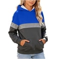 thumbnail image 1 of dazeni Fleece Lined Hoodies for Girls Color Block Athletic Long Sleeve Sweatshirt with Pocket Winter Warm Pullover Tops Blue 7-8 Years, 1 of 6