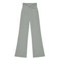 thumbnail image 1 of dazeni Girl's Athletic Leggings Flare Pants with Pockets High V Waisted Yoga Bootcut Pants Youth Full Length Bell Bottoms Legging Gray, 1 of 8