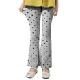 thumbnail image 1 of dazeni Girl's Cotton Stretchy Leggings Polka Dot Print High Waisted Flare Pants Yoga Bootcut Pants Solid Color Full Length Athletic Activewear Youth Bell Bottoms, 1 of 4