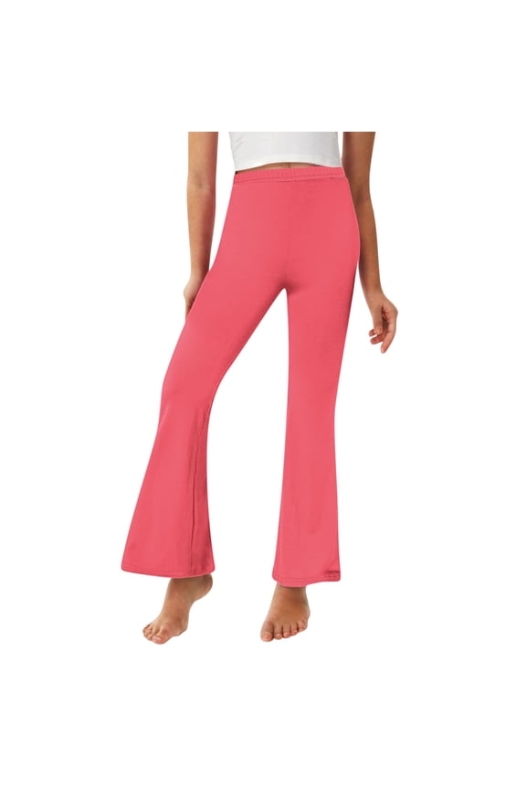 Girl's Flare Leggings Comfy High Waisted Yoga Pants Dance Bootcut Trousers Stretchy Casual Longe Jeggings Activewear Kids Bell Bottoms Pants